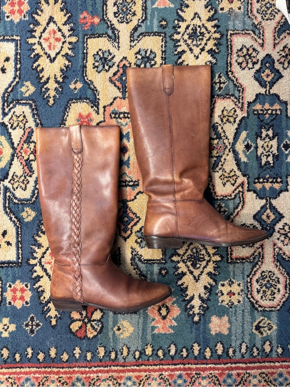 Women's Brown Leather Tall Riding Boots
